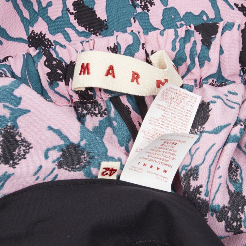 Marni MARNI 100% viscose pink blue abstract print straight leg pants IT42 S Size 28" / US 6 / IT 42 - 7 Thumbnail