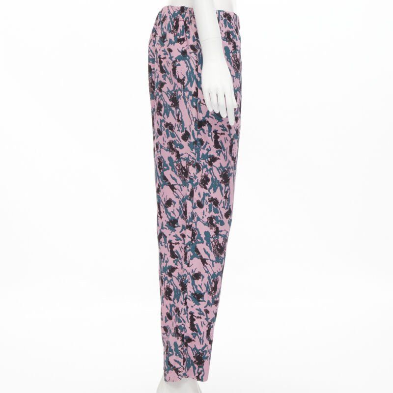 Marni MARNI 100% viscose pink blue abstract print straight leg pants IT42 S Size 28" / US 6 / IT 42 - 4 Thumbnail