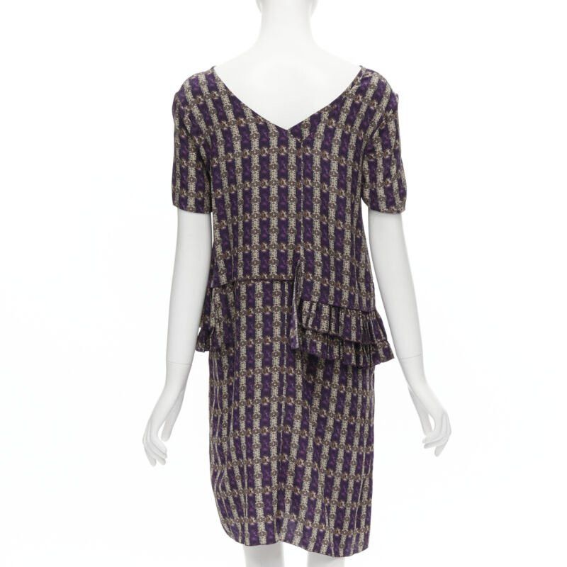 Marni MARNI purple jewel print tier ruffle waist sheath dress IT38 XS Size XS / US 0-2 / IT 36-38 - 5 Thumbnail