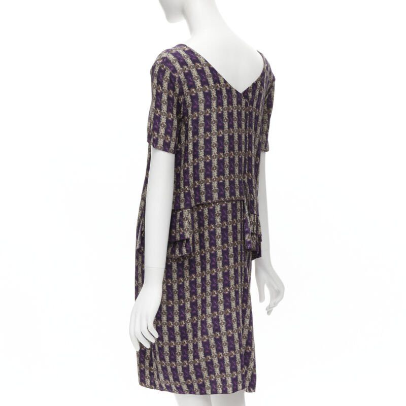 Marni MARNI purple jewel print tier ruffle waist sheath dress IT38 XS Size XS / US 0-2 / IT 36-38 - 6 Thumbnail