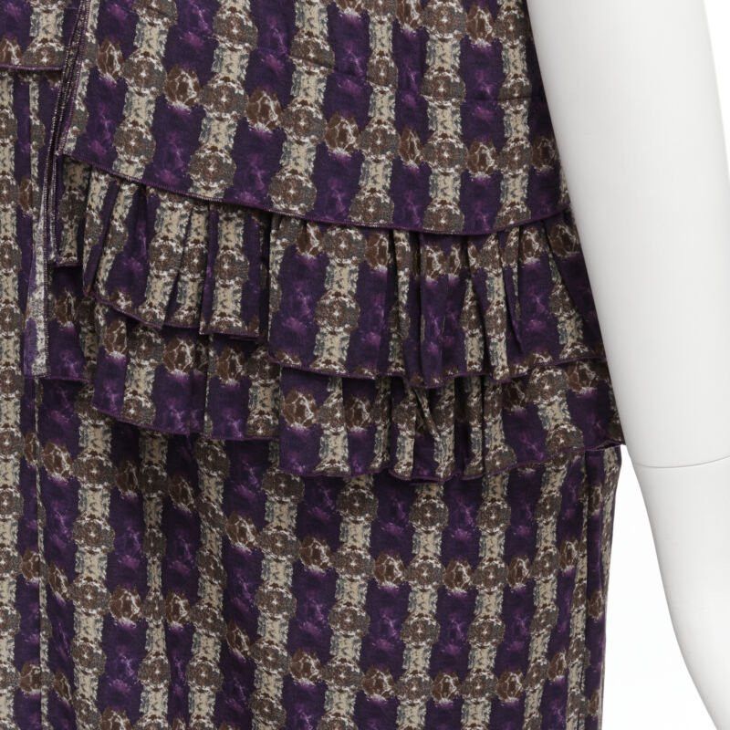 Marni MARNI purple jewel print tier ruffle waist sheath dress IT38 XS Size XS / US 0-2 / IT 36-38 - 2 Thumbnail
