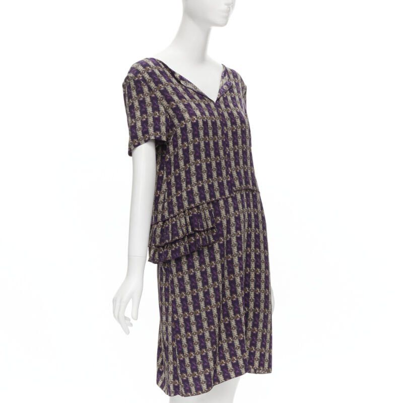Marni MARNI purple jewel print tier ruffle waist sheath dress IT38 XS Size XS / US 0-2 / IT 36-38 - 3 Thumbnail