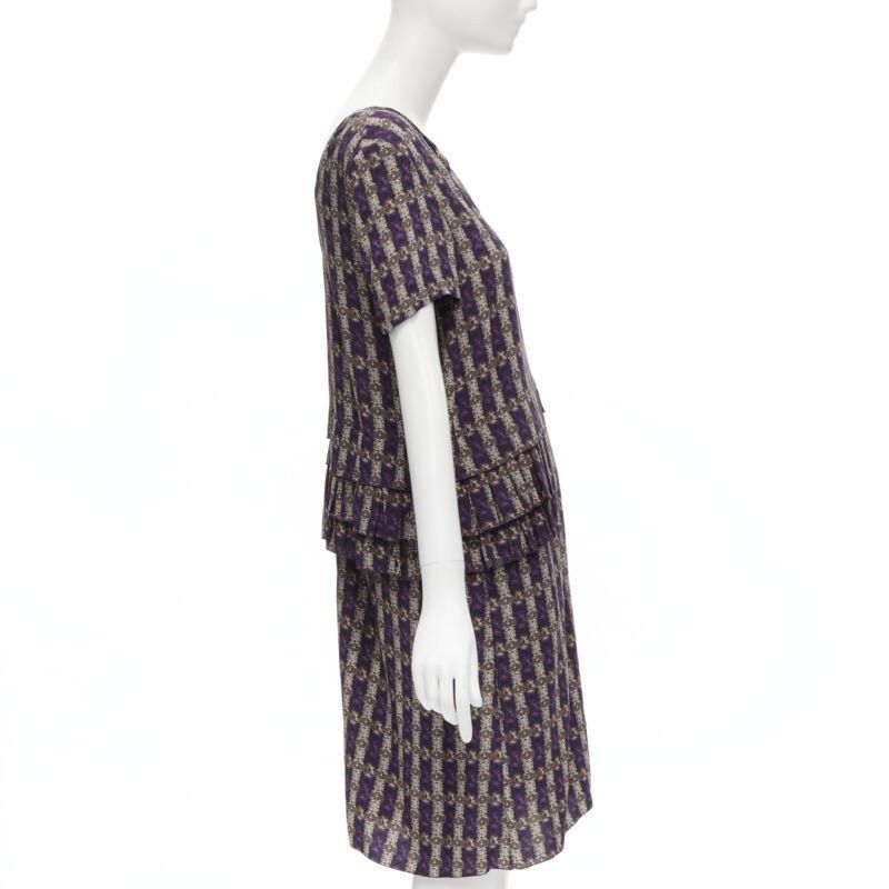 Marni MARNI purple jewel print tier ruffle waist sheath dress IT38 XS Size XS / US 0-2 / IT 36-38 - 4 Thumbnail