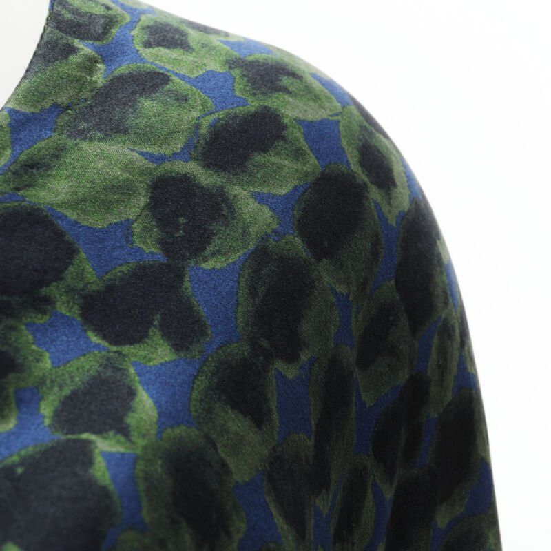 Dries Van Noten DRIES VAN NOTEN green navy draped silk contrast short sleeve dress FR36 S Size XS / US 0-2 / IT 36-38 - 10 Thumbnail