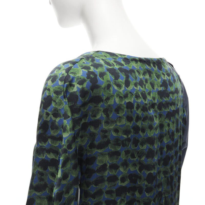 Dries Van Noten DRIES VAN NOTEN green navy draped silk contrast short sleeve dress FR36 S Size XS / US 0-2 / IT 36-38 - 9 Thumbnail