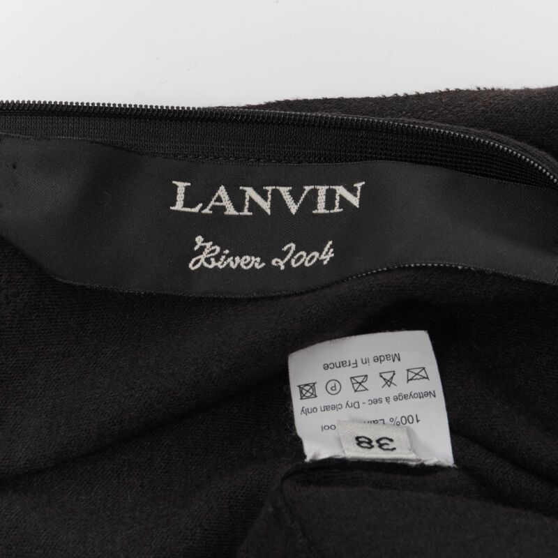 Lanvin LANVIN 2004 Alber Elbaz brown wool black jewel embellished sheath dress FR38 S Size S / US 4 / IT 40 - 12 Thumbnail