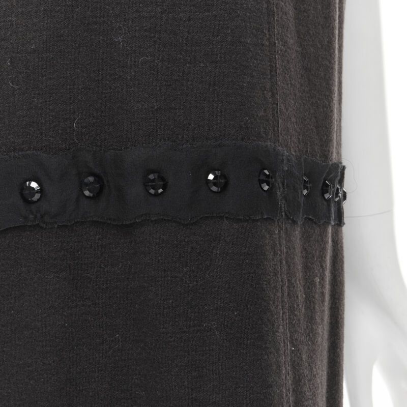 Lanvin LANVIN 2004 Alber Elbaz brown wool black jewel embellished sheath dress FR38 S Size S / US 4 / IT 40 - 9 Thumbnail