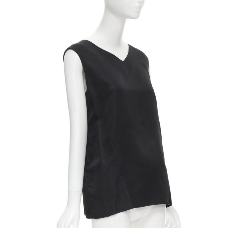 Marni MARNI black V-neck heavy acetate panelled back hem sleeveless boxy top IT38 XS Size XS / US 0-2 / IT 36-38 - 3 Thumbnail
