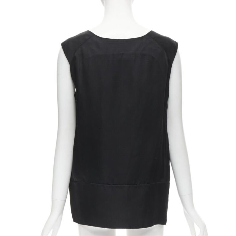 Marni MARNI black V-neck heavy acetate panelled back hem sleeveless boxy top IT38 XS Size XS / US 0-2 / IT 36-38 - 5 Thumbnail
