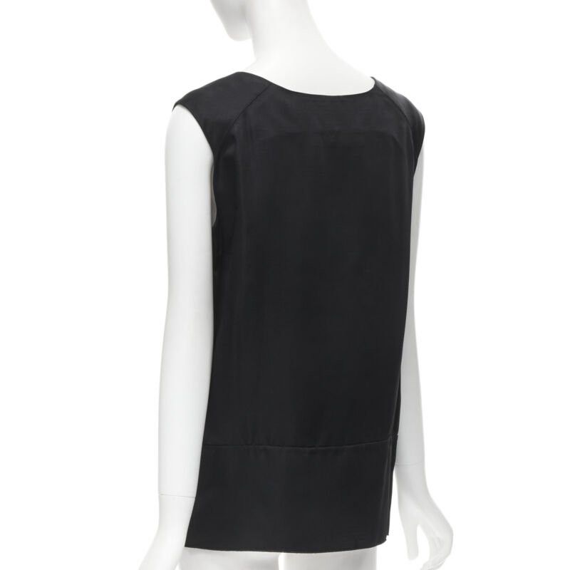 Marni MARNI black V-neck heavy acetate panelled back hem sleeveless boxy top IT38 XS Size XS / US 0-2 / IT 36-38 - 6 Thumbnail
