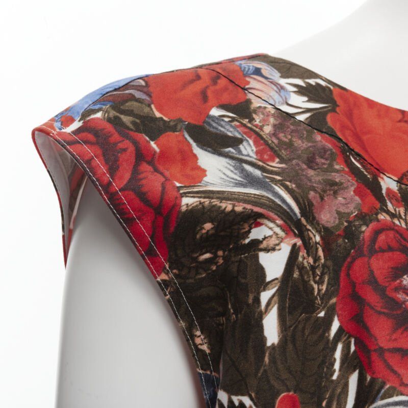Marni MARNI red floral cotton shell button sleeveless boxy bubble vest top IT38 XS Size XS / US 0-2 / IT 36-38 - 7 Thumbnail