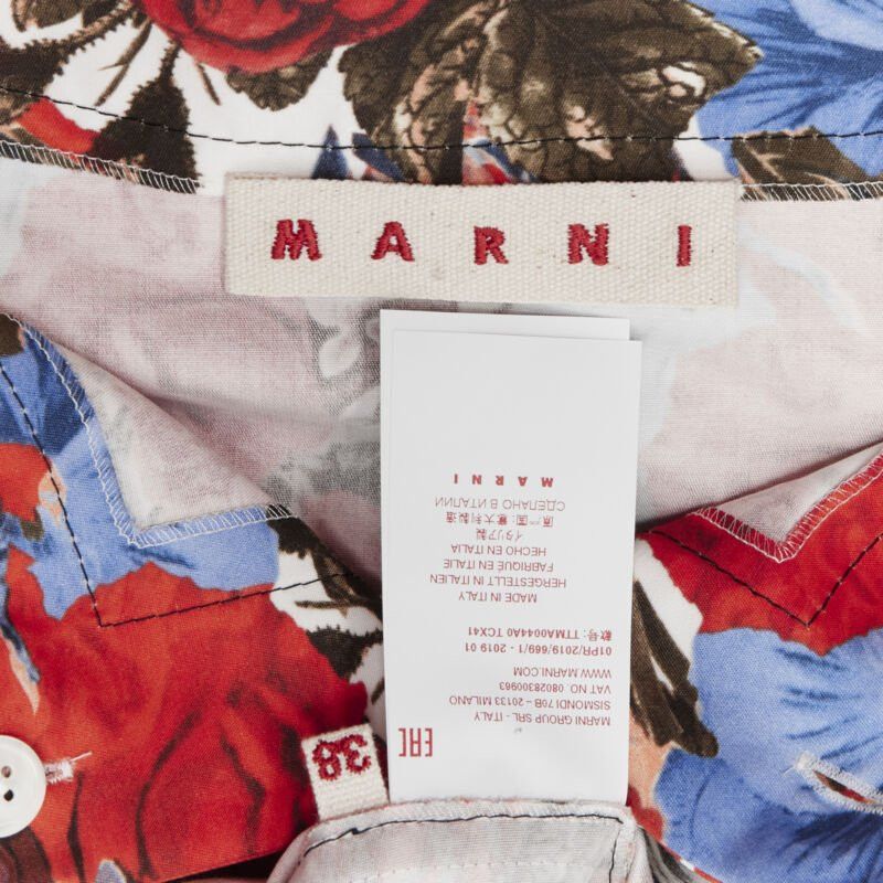 Marni MARNI red floral cotton shell button sleeveless boxy bubble vest top IT38 XS Size XS / US 0-2 / IT 36-38 - 11 Thumbnail