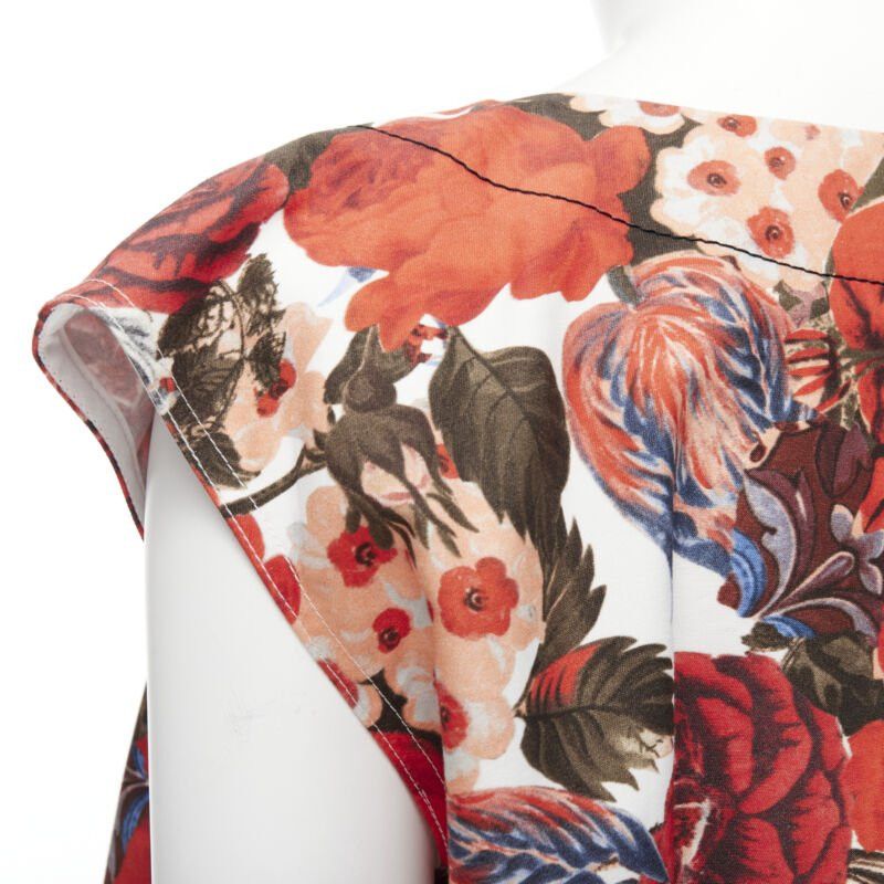 Marni MARNI red floral cotton shell button sleeveless boxy bubble vest top IT38 XS Size XS / US 0-2 / IT 36-38 - 8 Thumbnail