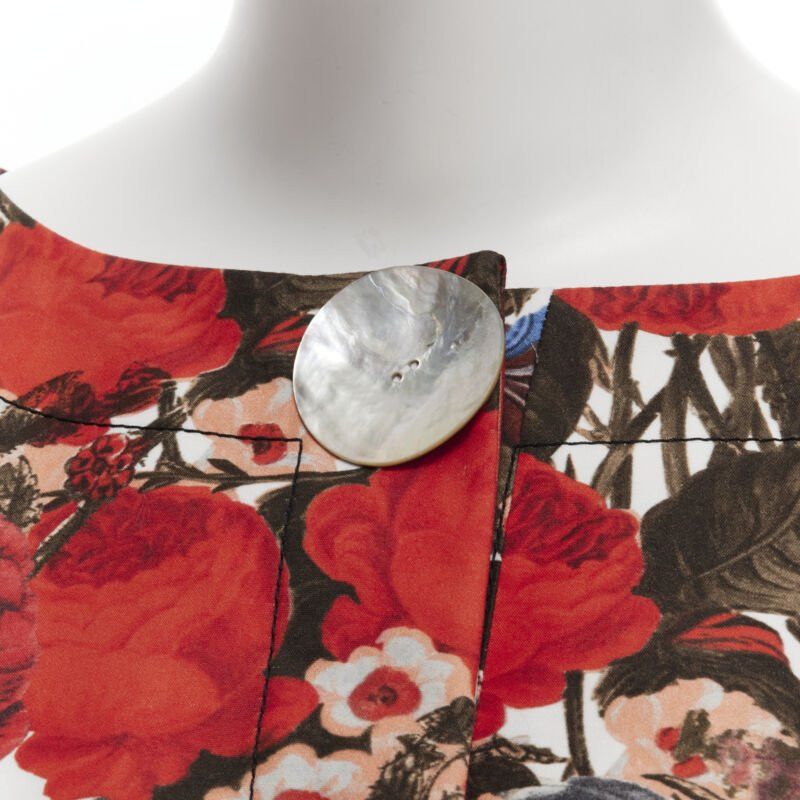 Marni MARNI red floral cotton shell button sleeveless boxy bubble vest top IT38 XS Size XS / US 0-2 / IT 36-38 - 2 Thumbnail