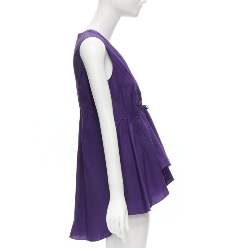 Marni MARNI purple cotton V-neck drawstring peplum high low top IT40 S Size S / US 4 / IT 40 - 4 Thumbnail