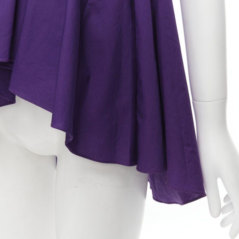 Marni MARNI purple cotton V-neck drawstring peplum high low top IT40 S Size S / US 4 / IT 40 - 9 Thumbnail