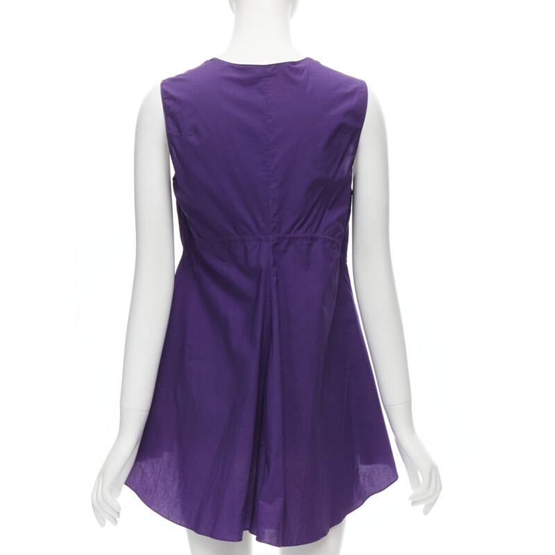 Marni MARNI purple cotton V-neck drawstring peplum high low top IT40 S Size S / US 4 / IT 40 - 5 Thumbnail