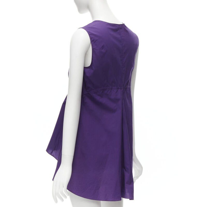 Marni MARNI purple cotton V-neck drawstring peplum high low top IT40 S Size S / US 4 / IT 40 - 6 Thumbnail