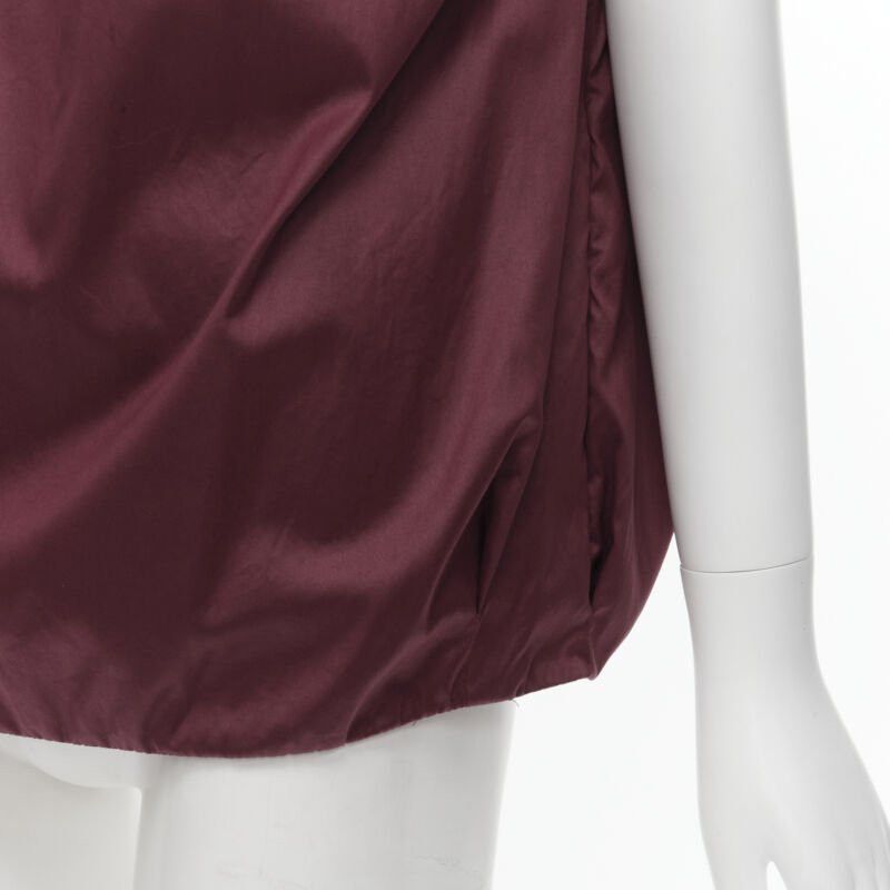 Marni MARNI burgundy red cotton elasticated ruched cap sleeve boxy top IT38 XS Size XS / US 0-2 / IT 36-38 - 10 Thumbnail