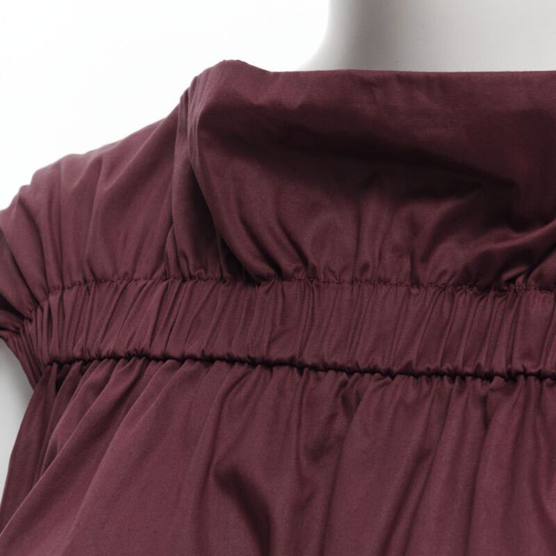 Marni MARNI burgundy red cotton elasticated ruched cap sleeve boxy top IT38 XS Size XS / US 0-2 / IT 36-38 - 7 Thumbnail