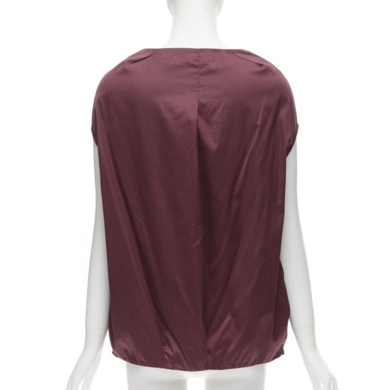 Marni MARNI burgundy red cotton elasticated ruched cap sleeve boxy top IT38 XS Size XS / US 0-2 / IT 36-38 - 5 Thumbnail