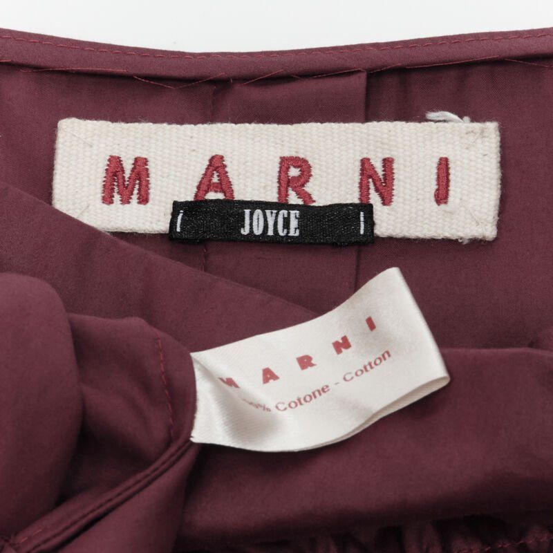 Marni MARNI burgundy red cotton elasticated ruched cap sleeve boxy top IT38 XS Size XS / US 0-2 / IT 36-38 - 11 Thumbnail