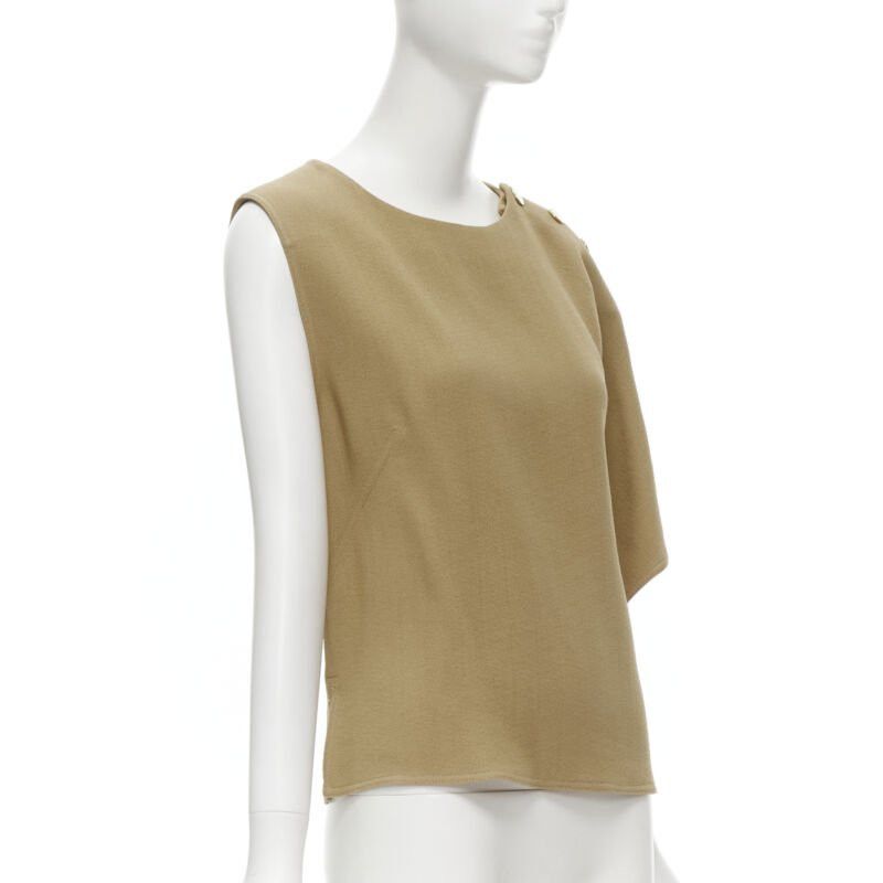 Marni MARNI brown crepe gold button asymmetric draped sleeve boxy top IT40 S Size S / US 4 / IT 40 - 3 Thumbnail