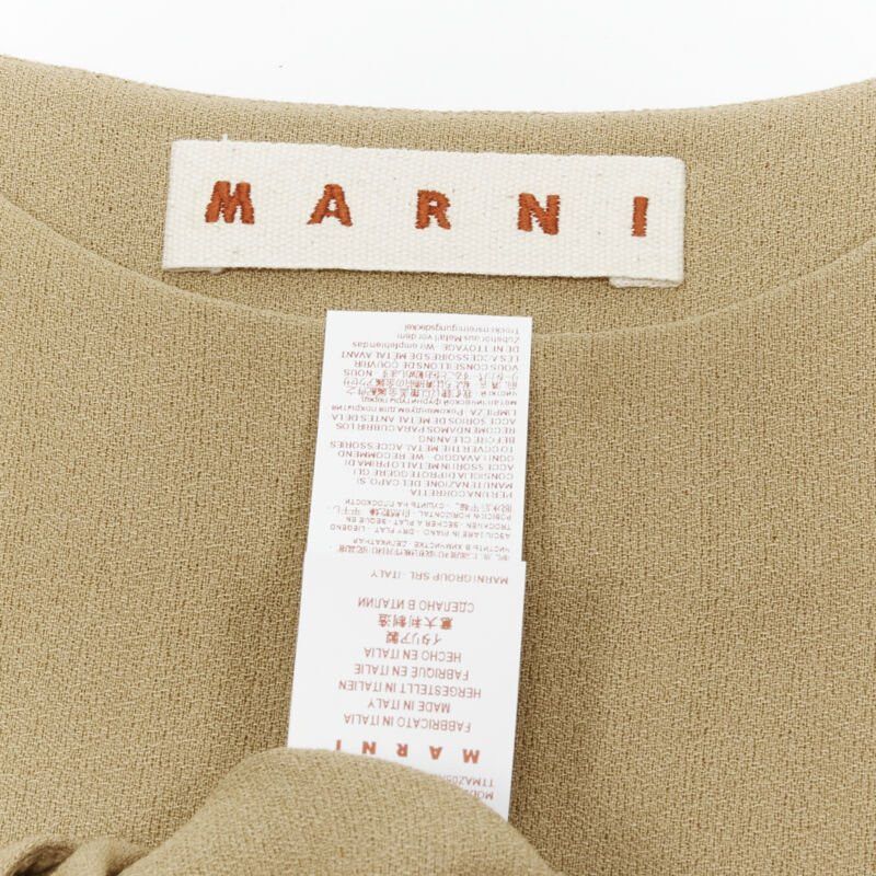 Marni MARNI brown crepe gold button asymmetric draped sleeve boxy top IT40 S Size S / US 4 / IT 40 - 12 Thumbnail