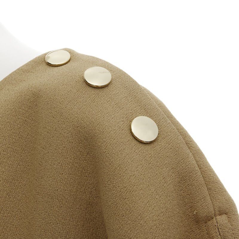 Marni MARNI brown crepe gold button asymmetric draped sleeve boxy top IT40 S Size S / US 4 / IT 40 - 2 Thumbnail
