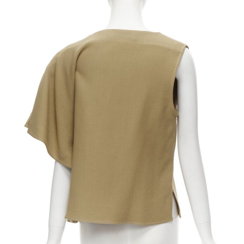 Marni MARNI brown crepe gold button asymmetric draped sleeve boxy top IT40 S Size S / US 4 / IT 40 - 5 Thumbnail