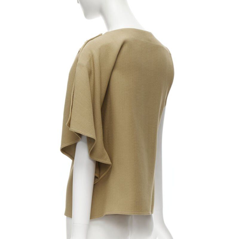 Marni MARNI brown crepe gold button asymmetric draped sleeve boxy top IT40 S Size S / US 4 / IT 40 - 6 Thumbnail