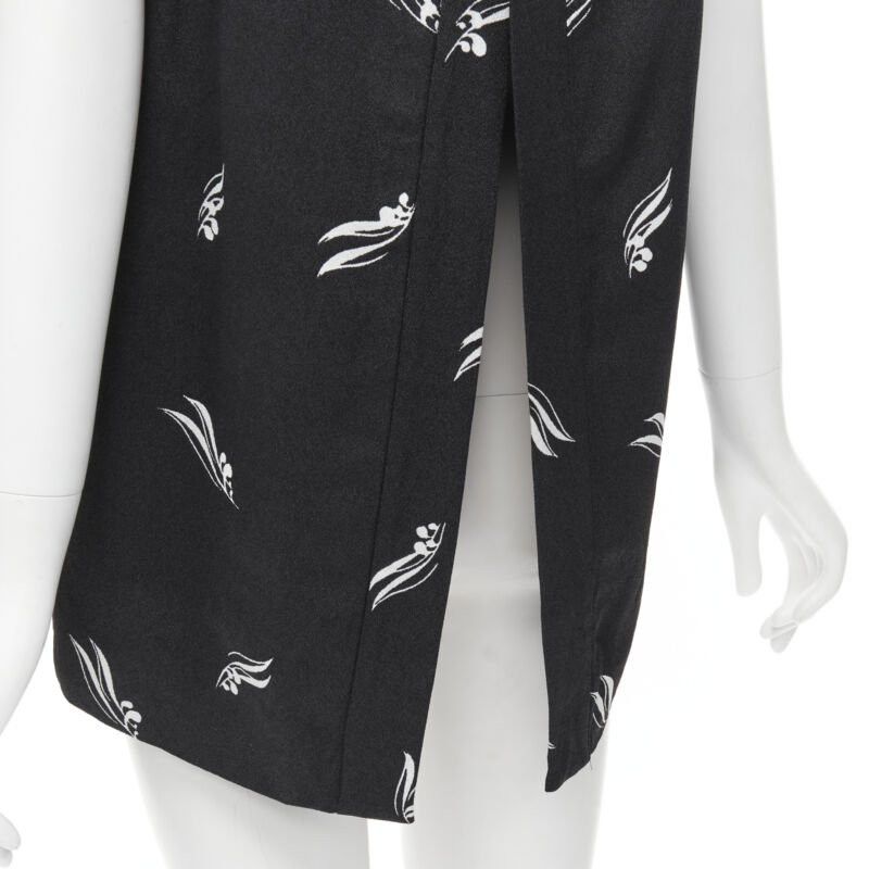 MARNI black white print crepe open split back sleeveless top IT40 S