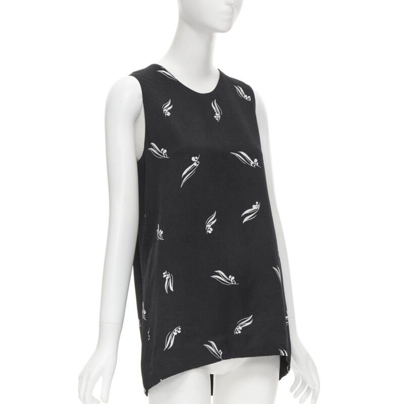 MARNI black white print crepe open split back sleeveless top IT40 S