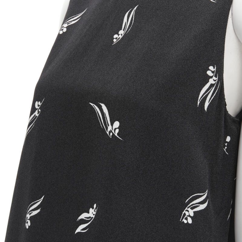 MARNI black white print crepe open split back sleeveless top IT40 S