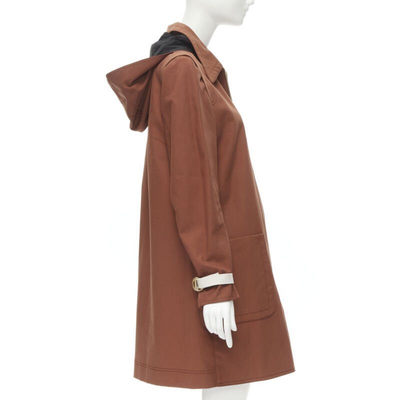 Marni MARNI brick red cotton strapped cuff zip front hooded overcoat IT40 S Size S / US 4 / IT 40 - 4 Thumbnail