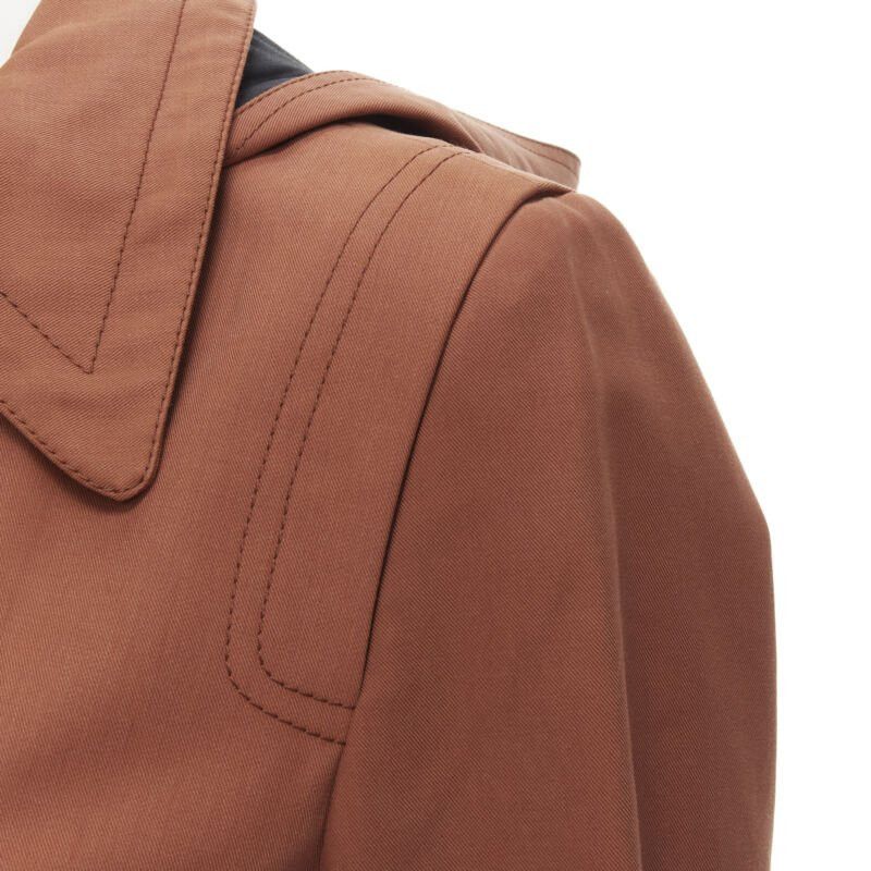 Marni MARNI brick red cotton strapped cuff zip front hooded overcoat IT40 S Size S / US 4 / IT 40 - 8 Thumbnail