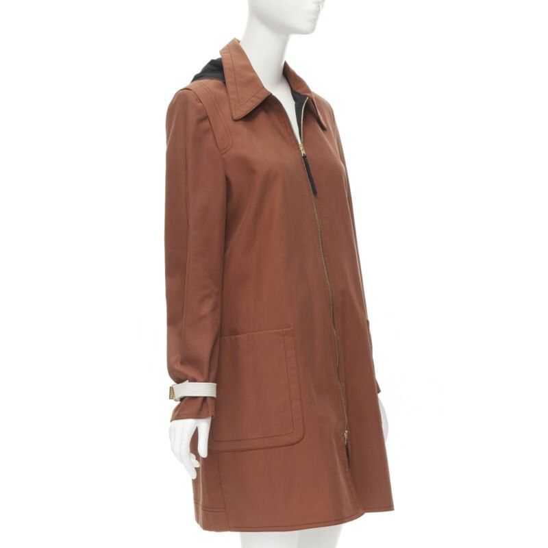 Marni MARNI brick red cotton strapped cuff zip front hooded overcoat IT40 S Size S / US 4 / IT 40 - 3 Thumbnail