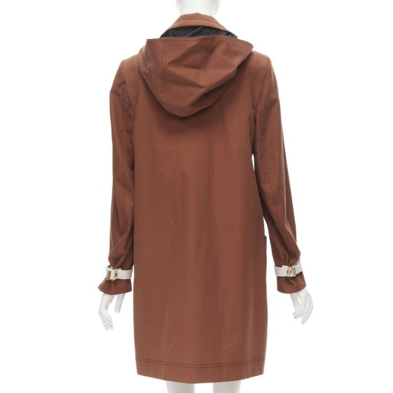 Marni MARNI brick red cotton strapped cuff zip front hooded overcoat IT40 S Size S / US 4 / IT 40 - 5 Thumbnail
