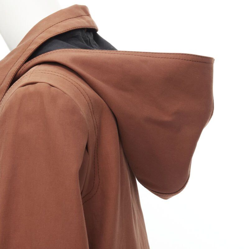 Marni MARNI brick red cotton strapped cuff zip front hooded overcoat IT40 S Size S / US 4 / IT 40 - 9 Thumbnail