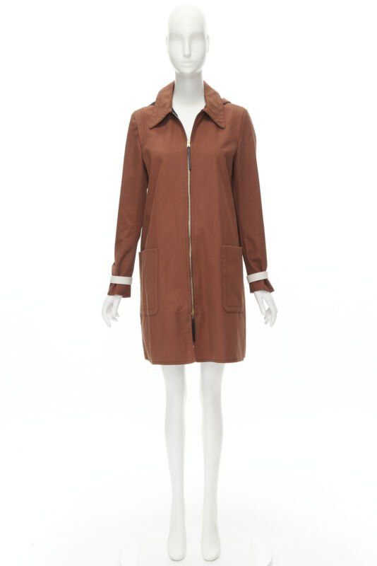 Marni MARNI brick red cotton strapped cuff zip front hooded overcoat IT40 S Size S / US 4 / IT 40 - 12 Thumbnail