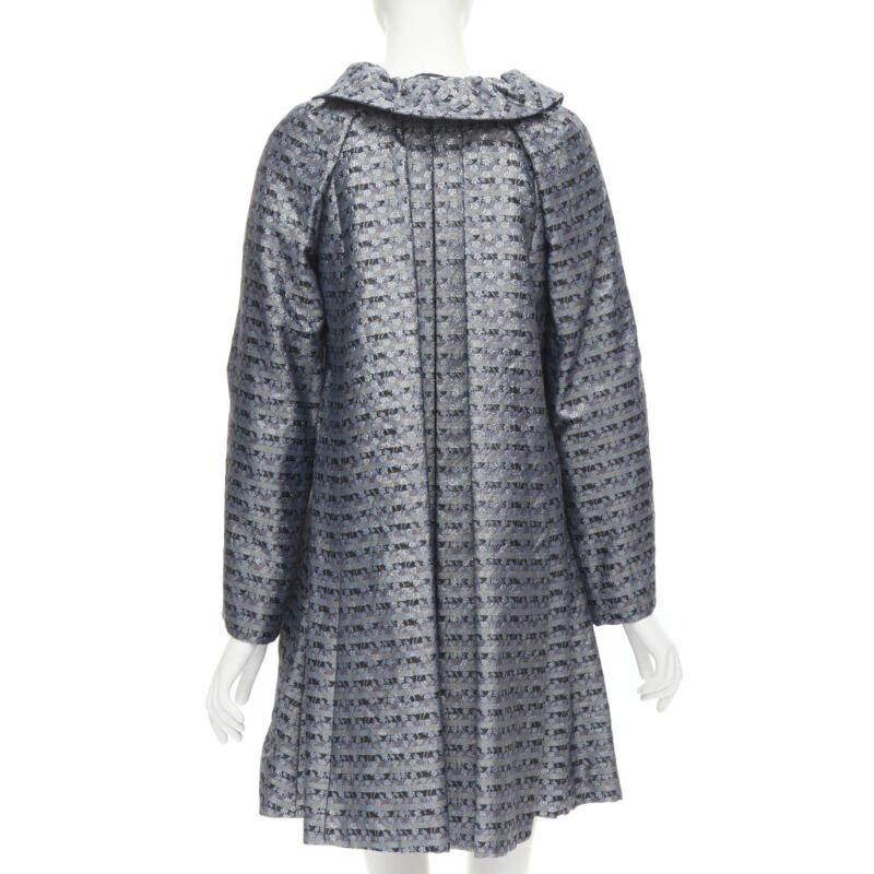 Marc Jacobs MARC JACOBS metallic blue floral jacquard belted front flared opera coat XS Size XS / US 0-2 / IT 36-38 - 6 Thumbnail
