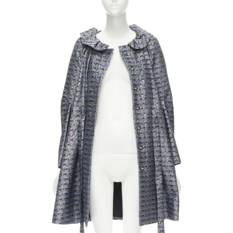Marc Jacobs MARC JACOBS metallic blue floral jacquard belted front flared opera coat XS Size XS / US 0-2 / IT 36-38 - 3 Thumbnail