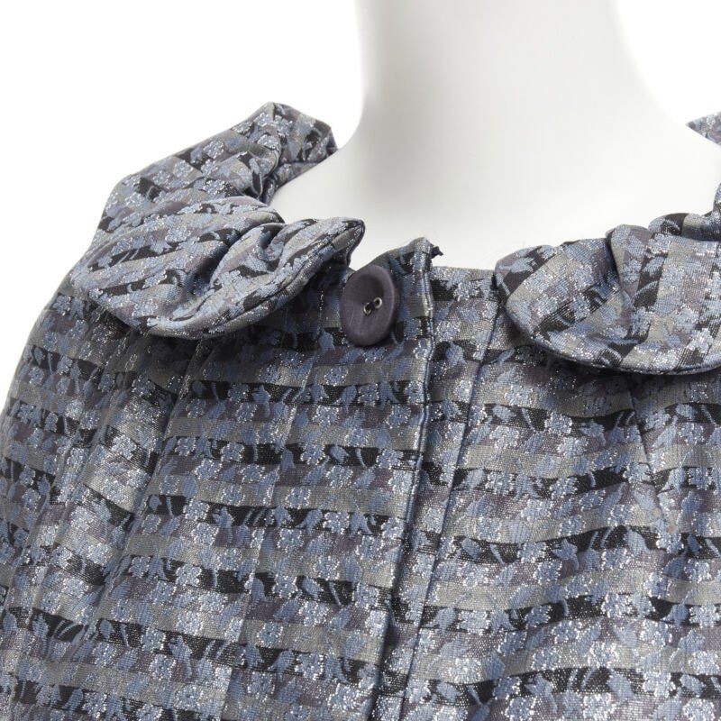 Marc Jacobs MARC JACOBS metallic blue floral jacquard belted front flared opera coat XS Size XS / US 0-2 / IT 36-38 - 2 Thumbnail