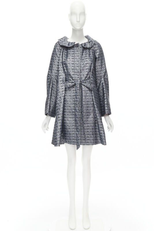 Marc Jacobs MARC JACOBS metallic blue floral jacquard belted front flared opera coat XS Size XS / US 0-2 / IT 36-38 - 12 Thumbnail