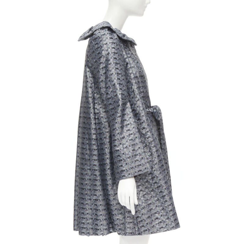 Marc Jacobs MARC JACOBS metallic blue floral jacquard belted front flared opera coat XS Size XS / US 0-2 / IT 36-38 - 5 Thumbnail