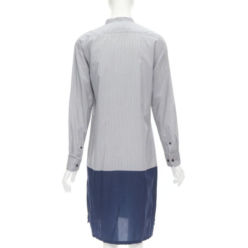 Dries Van Noten DRIES VAN NOTEN blue pinstripe cotton cupro hem long sleeve shirt dress FR34 XS Size XS / US 0-2 / IT 36-38 - 5 Thumbnail