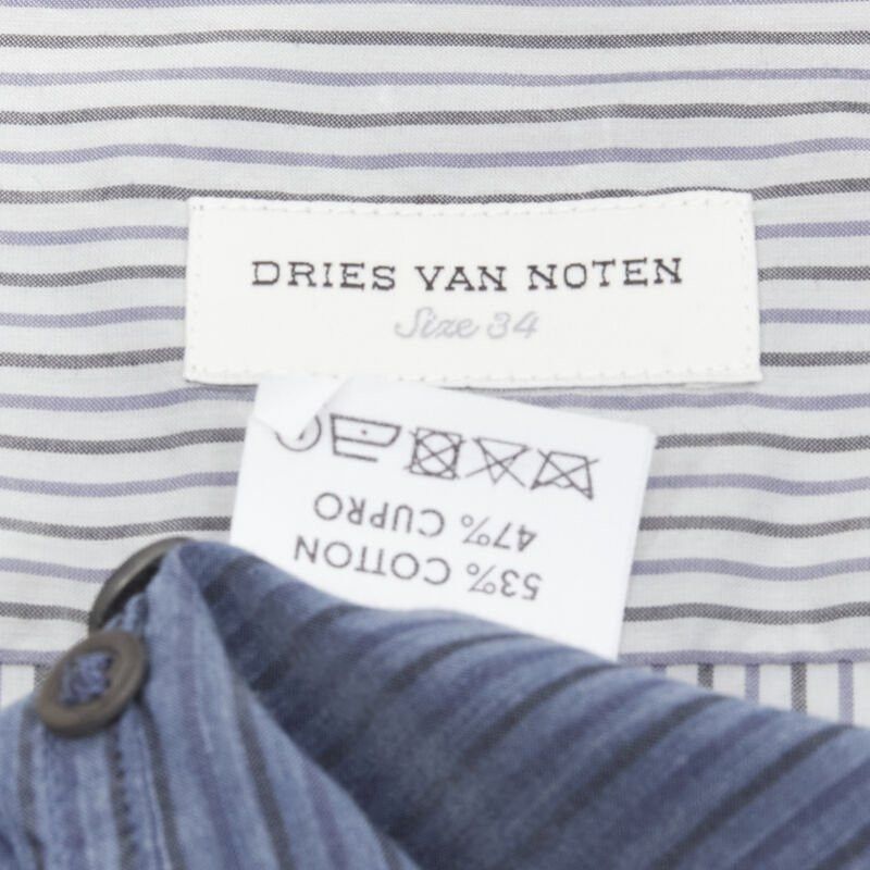 Dries Van Noten DRIES VAN NOTEN blue pinstripe cotton cupro hem long sleeve shirt dress FR34 XS Size XS / US 0-2 / IT 36-38 - 11 Thumbnail
