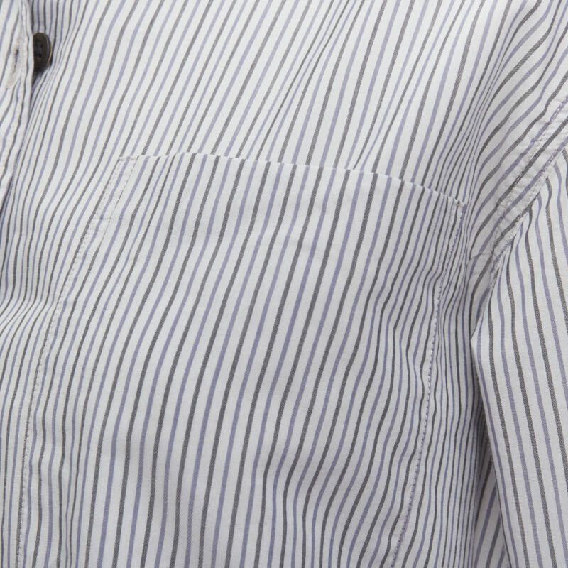 Dries Van Noten DRIES VAN NOTEN blue pinstripe cotton cupro hem long sleeve shirt dress FR34 XS Size XS / US 0-2 / IT 36-38 - 6 Thumbnail