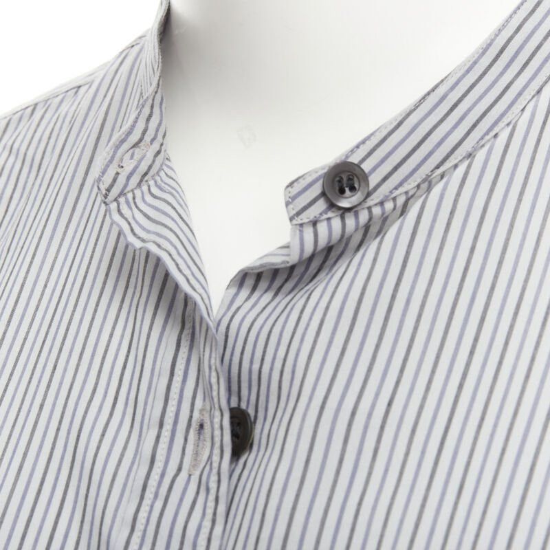 Dries Van Noten DRIES VAN NOTEN blue pinstripe cotton cupro hem long sleeve shirt dress FR34 XS Size XS / US 0-2 / IT 36-38 - 2 Thumbnail