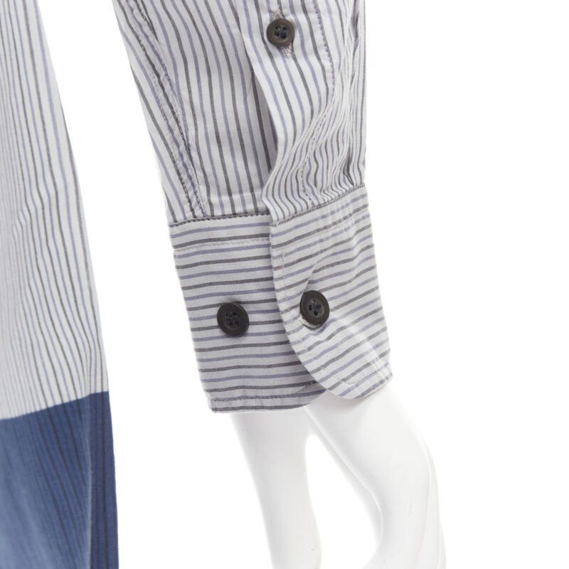 Dries Van Noten DRIES VAN NOTEN blue pinstripe cotton cupro hem long sleeve shirt dress FR34 XS Size XS / US 0-2 / IT 36-38 - 7 Thumbnail